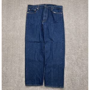 Levis 505 Jeans Mens 37W x 30L‎ Dark Blue Cotton Straight Leg Red Batwing USA